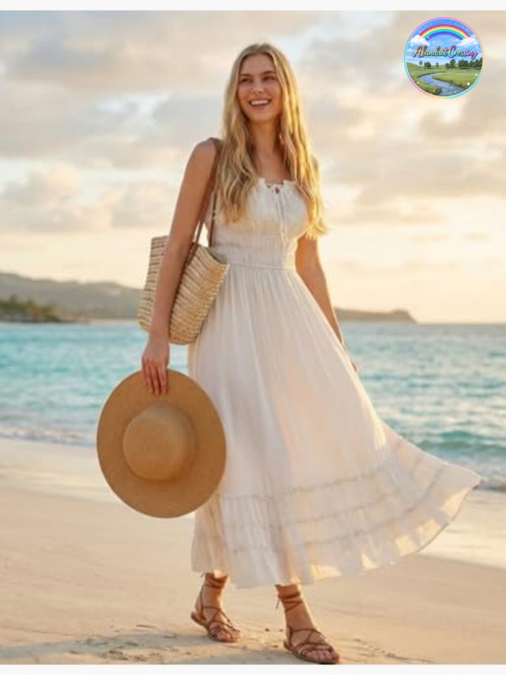 Sleeveless Ruffle Flowy Maxi Dress with Pockets Empire Waist Boho Sundress - Picture 2 of 7